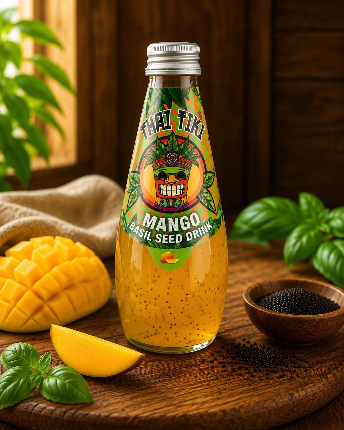 Thai Tiki Mango Basil Seed Drink 290 ml – Exotisches Mango Getränk mit Basilikum-Samen