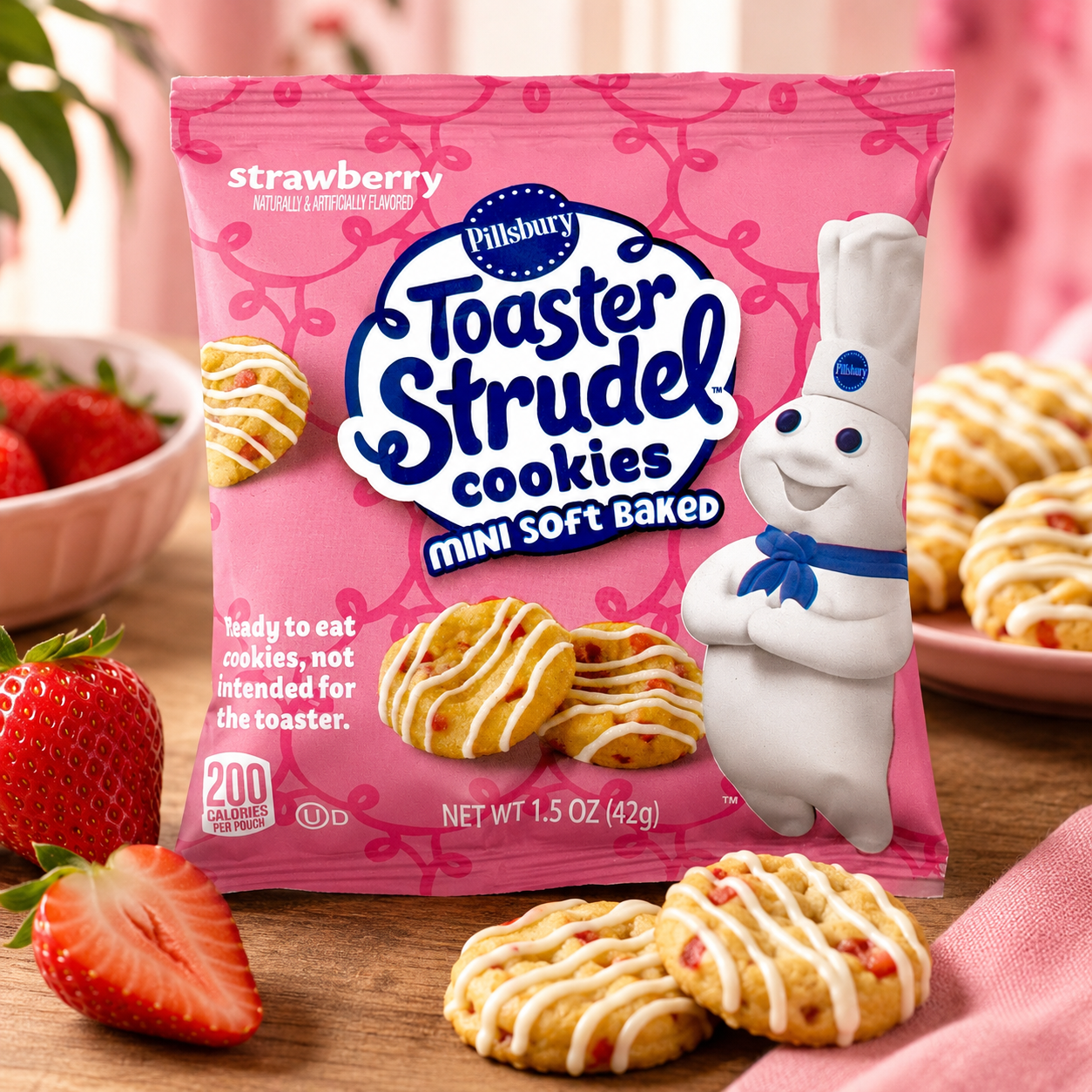 Pillsbury Toaster Strudel Cookies Strawberry – Mini Soft Baked