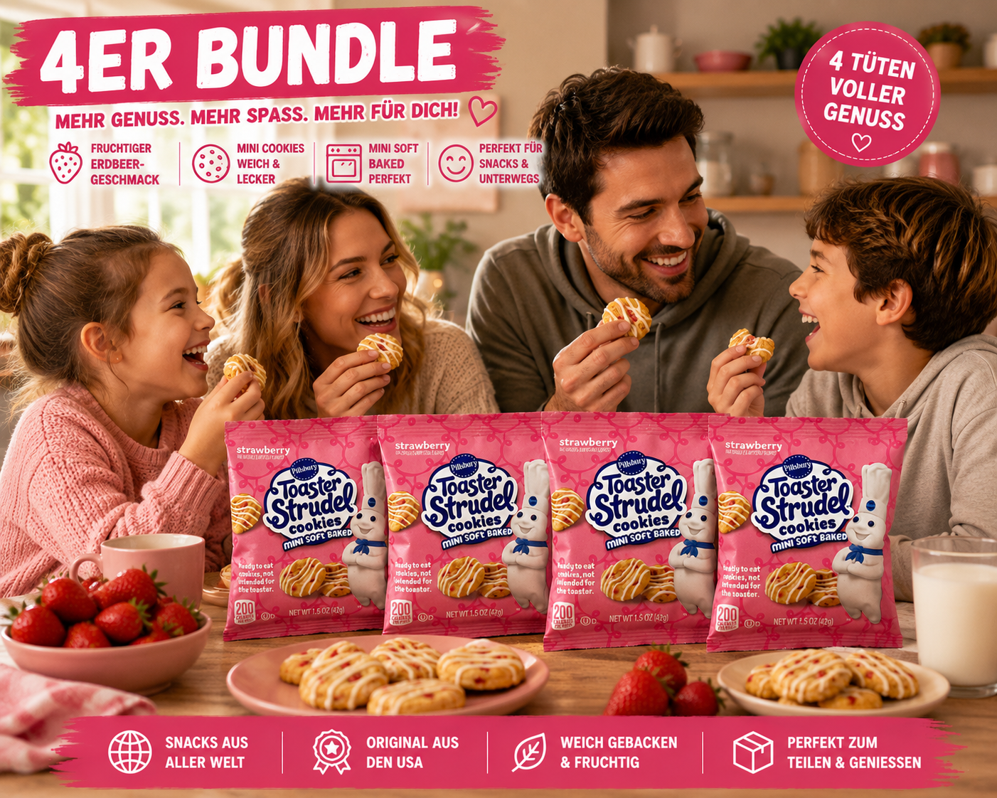 Pillsbury Toaster Strudel Cookies Strawberry – Mini Soft Baked