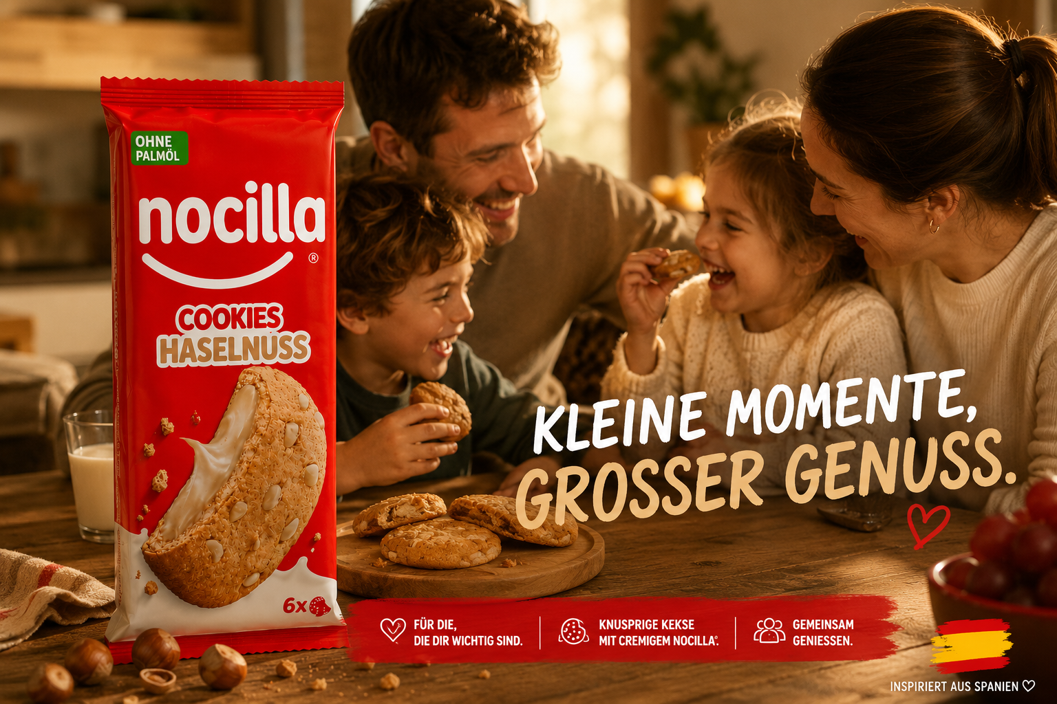 Nocilla Cookies Haselnuss – Knusprige Kekse mit weißem Schokoladengeschmack und cremiger Milch-Haselnussfüllung (120 g)