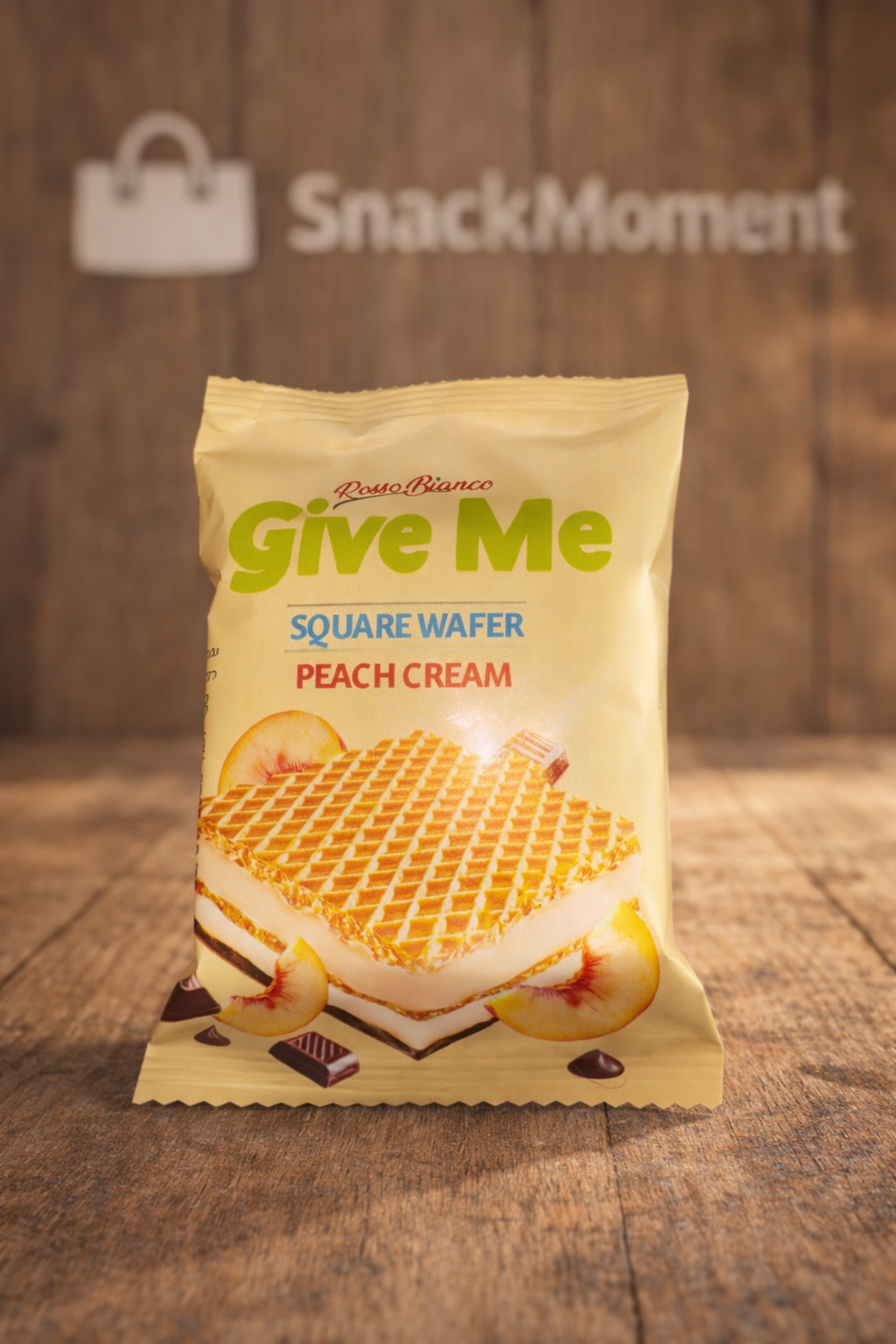 Give Me Square Wafer Peach Cream – Knusprige Waffel mit Pfirsichcreme 30g