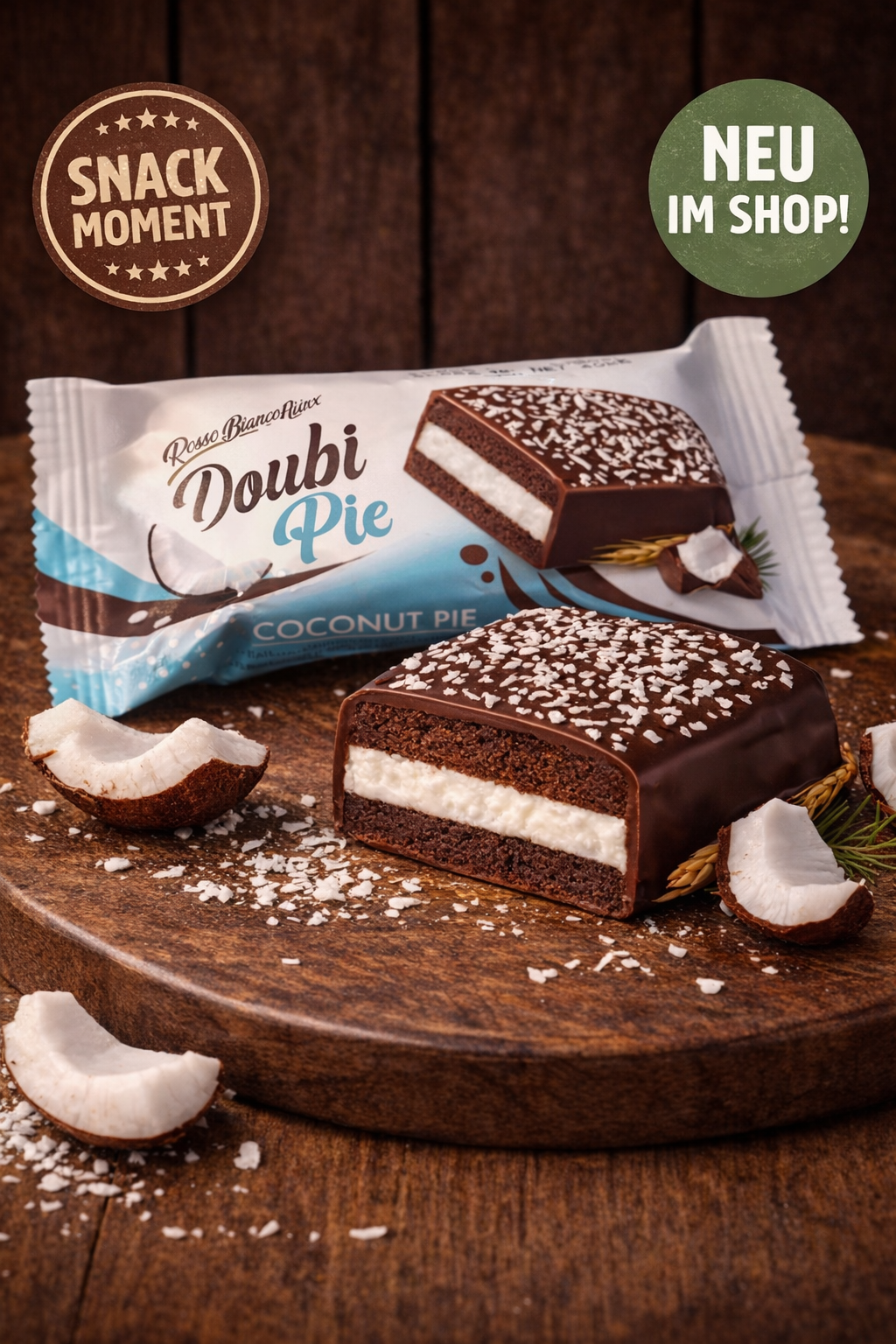 Doubi Pie Coconut – Schoko Kuchen Snack mit Kokos Cremefüllung 40g