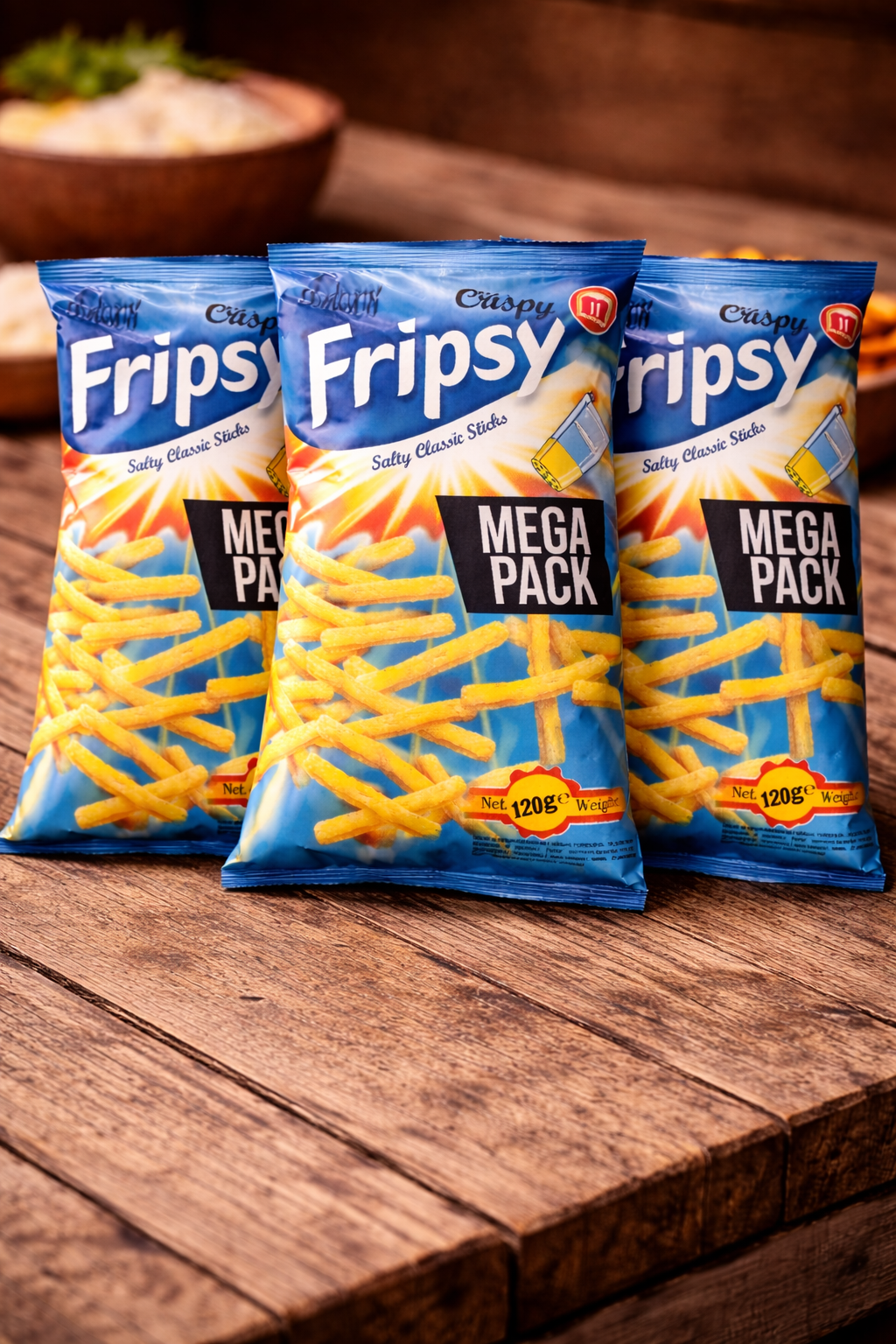 Fripsy Crispy Salty Classic Sticks Mega Pack 120g – Knuspriger Snack