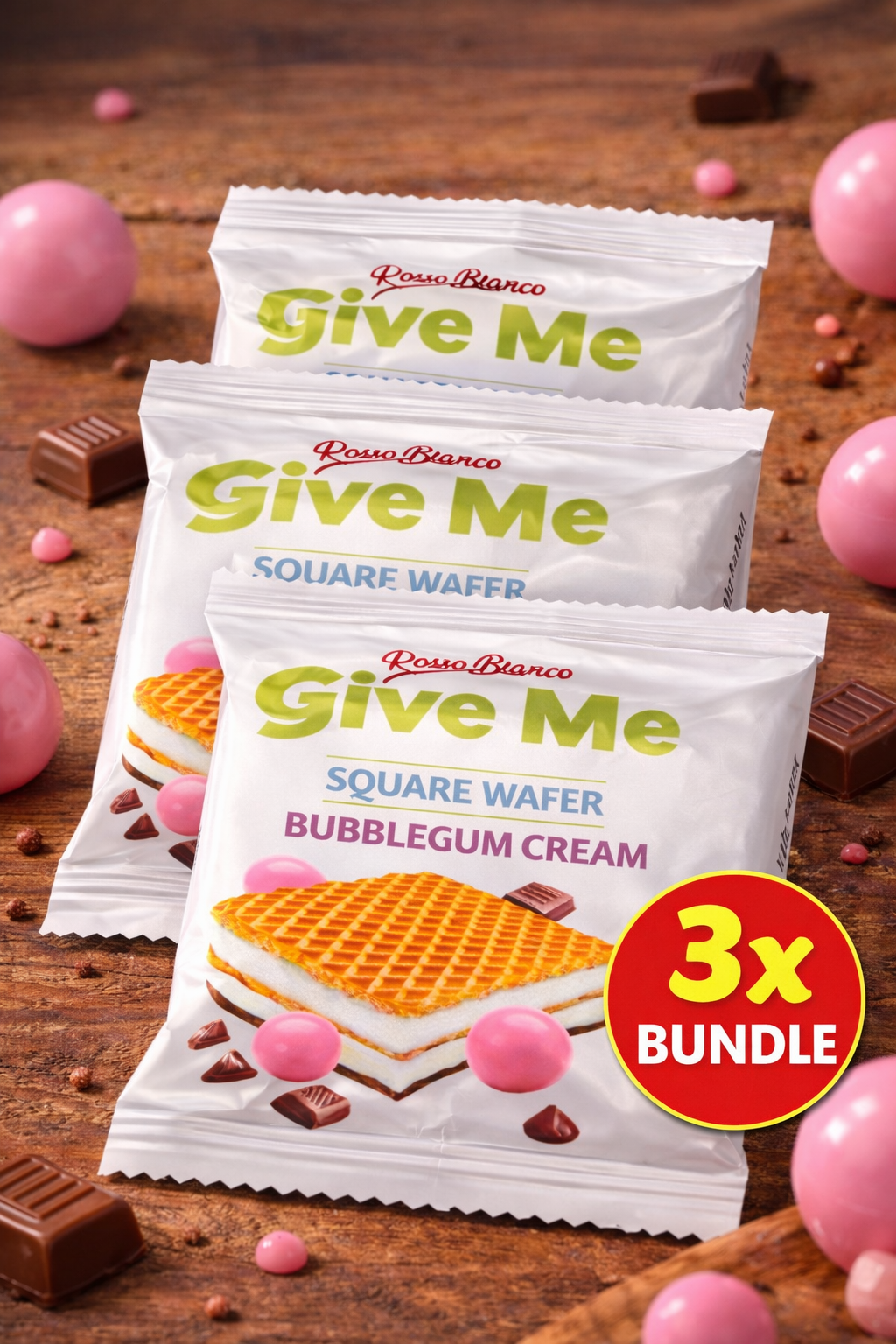 Give Me Square Wafer Bubblegum Cream – Knusprige Waffel mit Kaugummi-Cremefüllung 30g