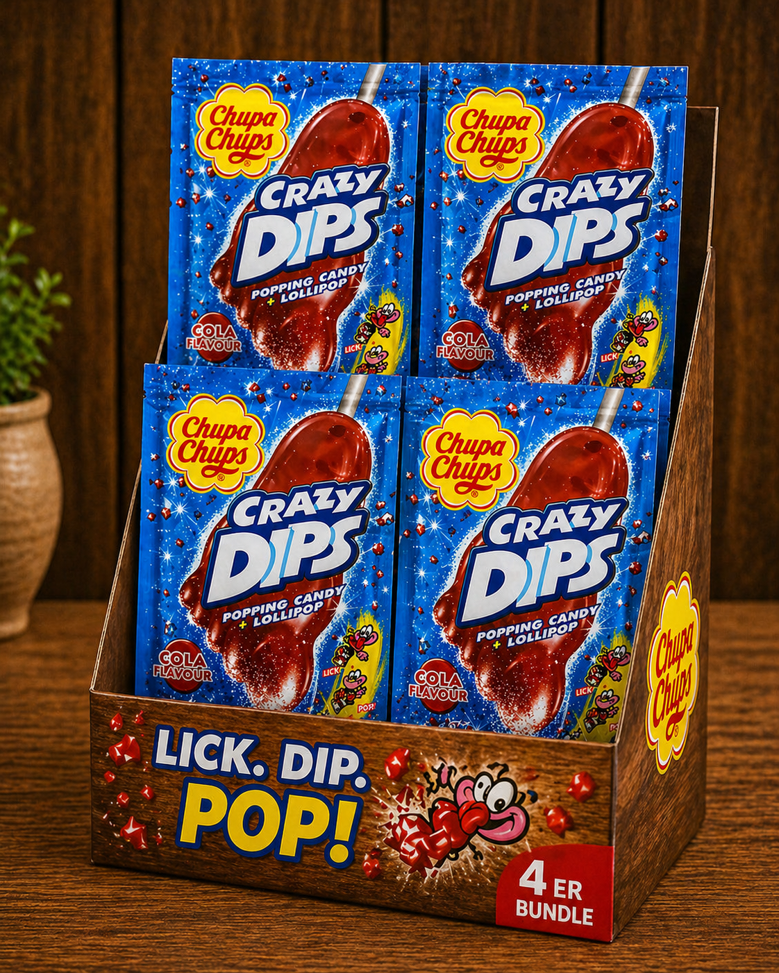Chupa Chups Crazy Dips Cola – Popping Candy + Lollipop 14g