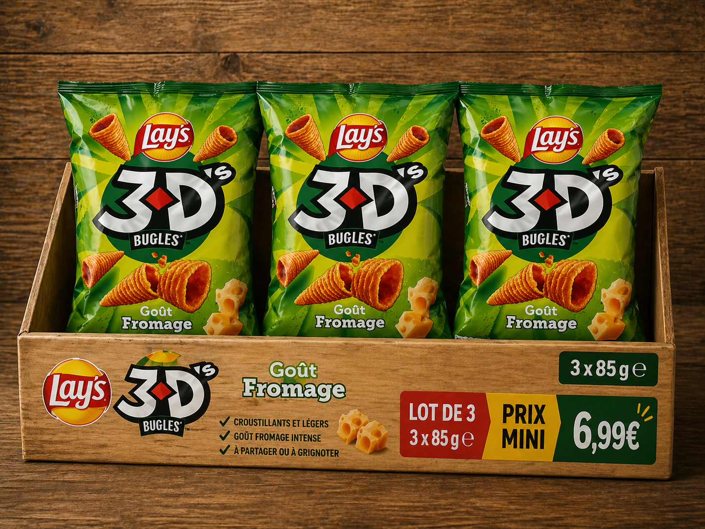 Lay’s 3D’s Bugles Fromage – Knuspriger Käse-Snack 85g