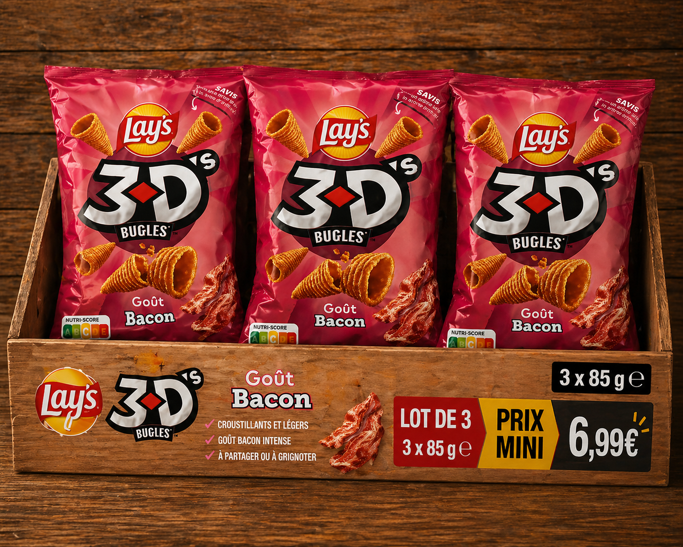 Lay’s 3D’s Bugles Bacon – Knuspriger Bacon-Snack 85g