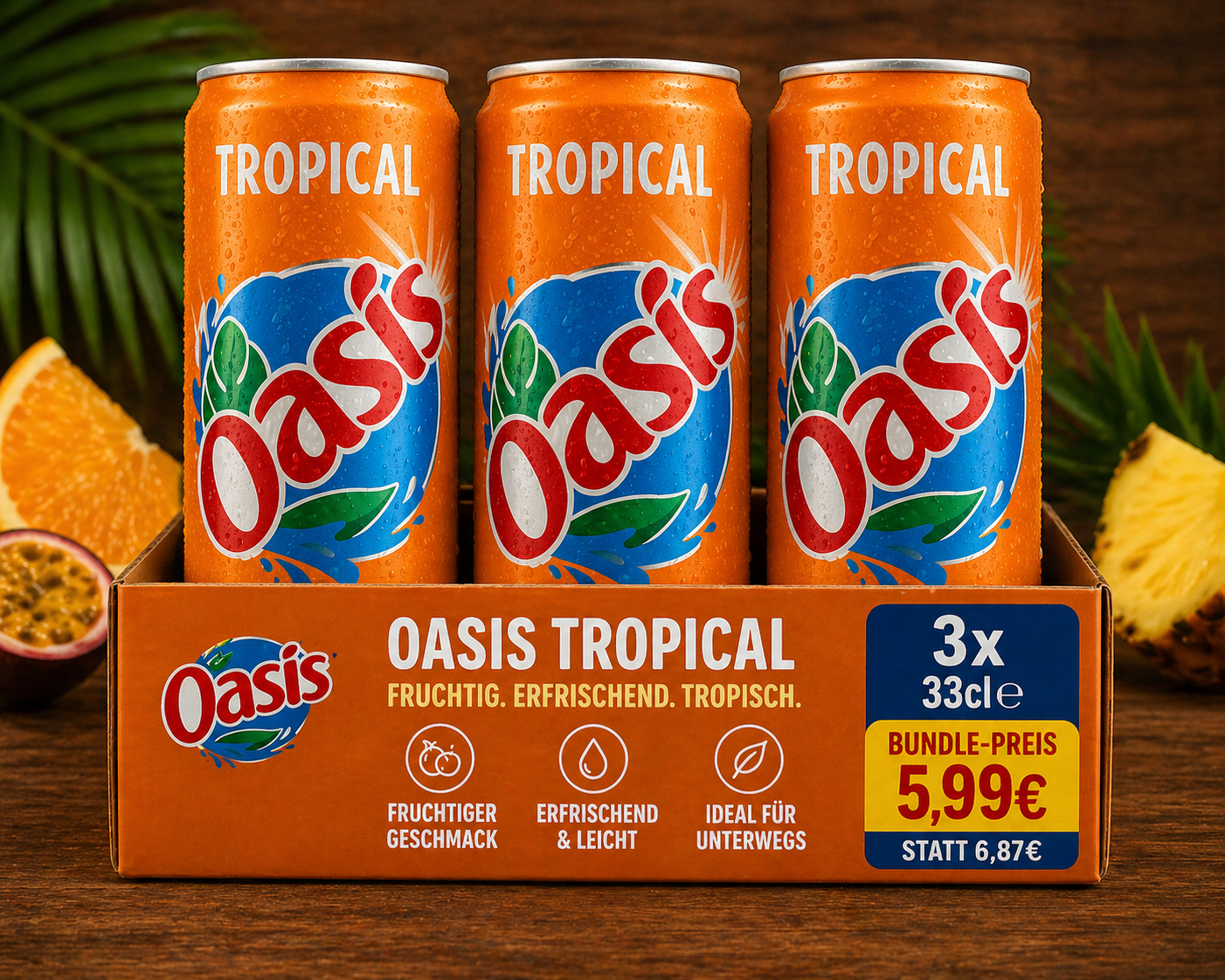 Oasis Tropical – Exotisches Fruchterfrischungsgetränk 330ml