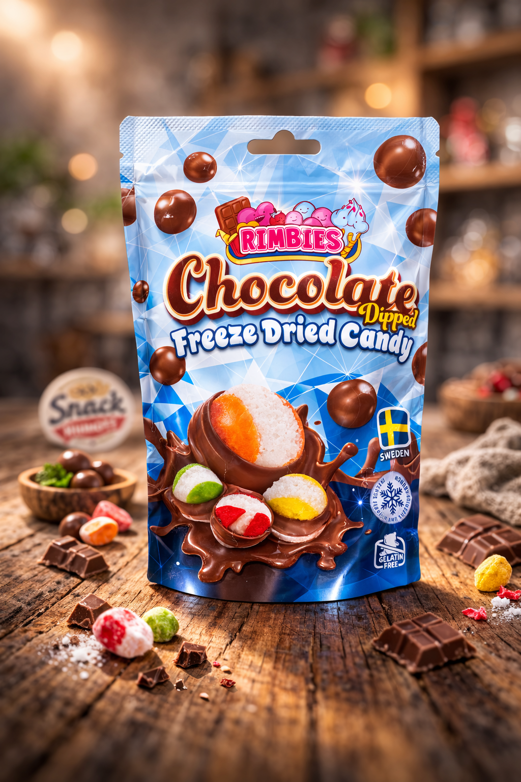 Rimbies Chocolate Dipped Freeze Dried Candy 50g  – Schokolierte Freeze-Dried Candy aus Schweden