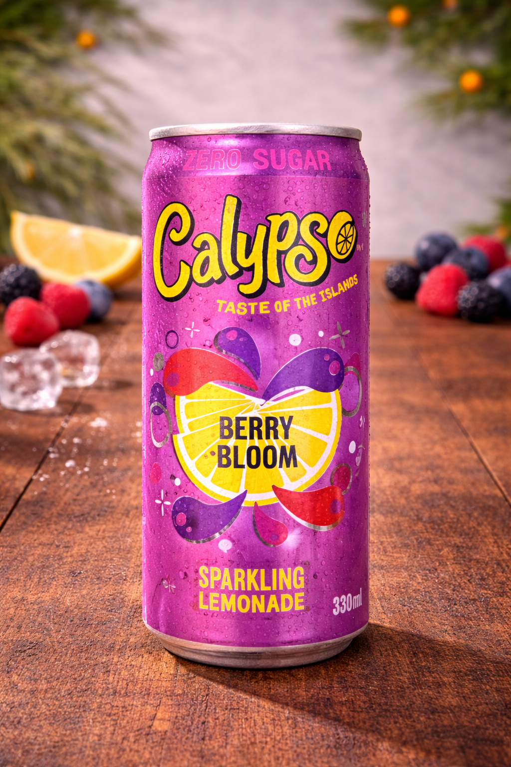 Calypso Berry Bloom Zero Sugar Sparkling Lemonade 330ml – Erfrischende Beeren-Zitronen Limo ohne Zucker