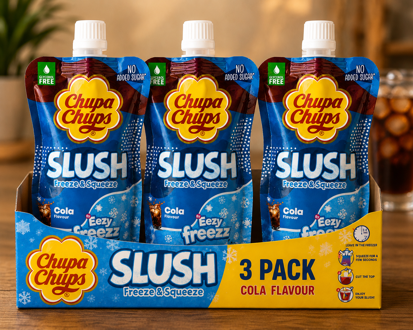 Chupa Chups Slush Cola Freeze & Squeeze 250ml – Eis-Slush zum Einfrieren